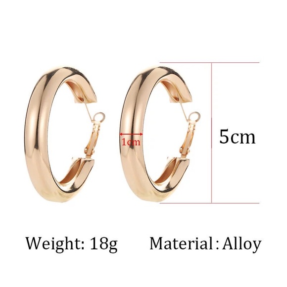 UO Style Retro Gold Hoop Drop Earrings - Picture 6 of 7